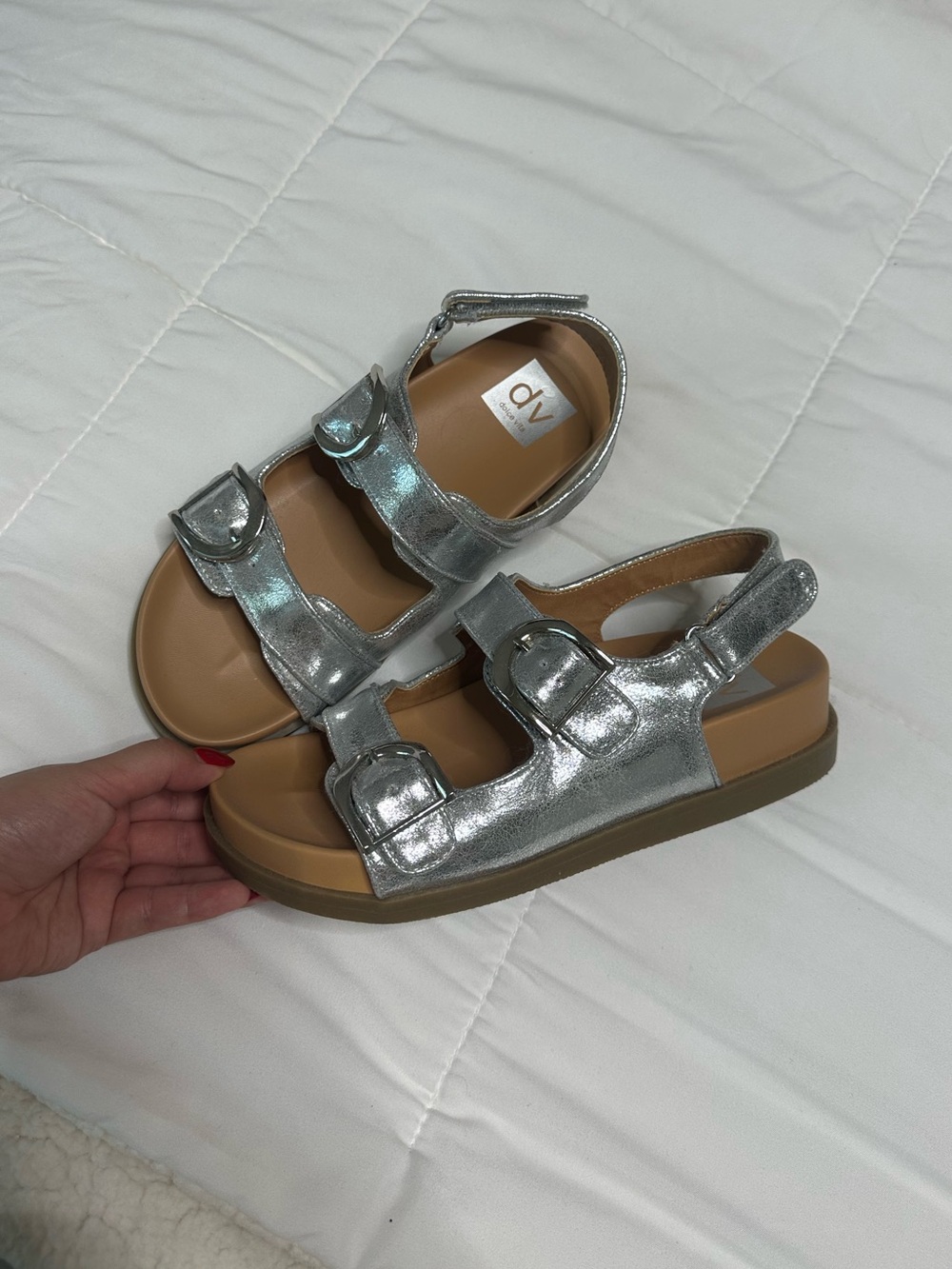 Dolce Vita Silver Metallic Buckle Sandals